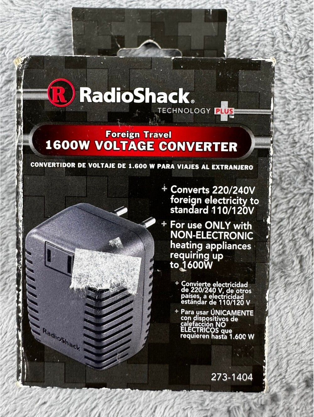 Radio Shack 1600 Watt Foreign Travel Voltage Converter 273-1404 Black